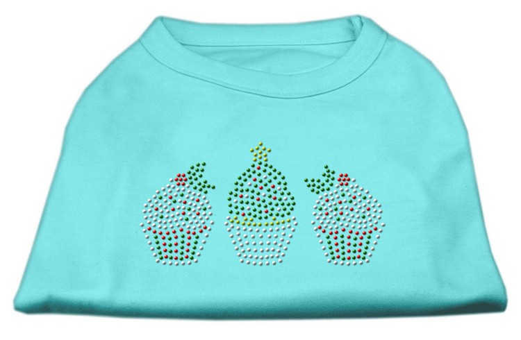 Christmas Cupcakes Rhinestone Shirt Aqua XXXL